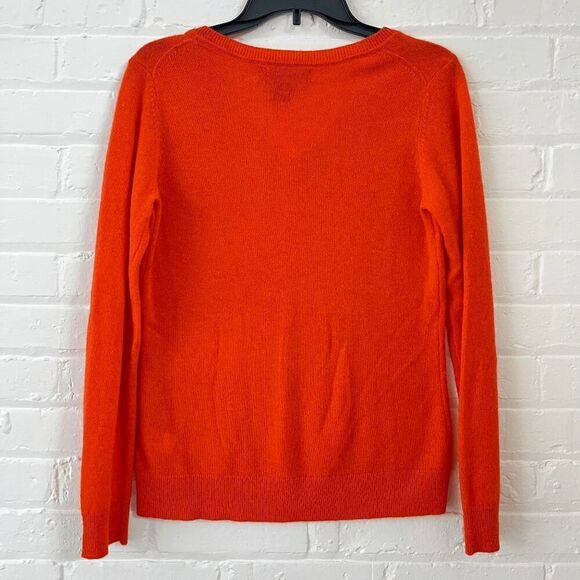Tahari 100% 2-Ply Cashmere V-Neck Sweater Bright Orange-Red Small, NWOT - Picture 7 of 7